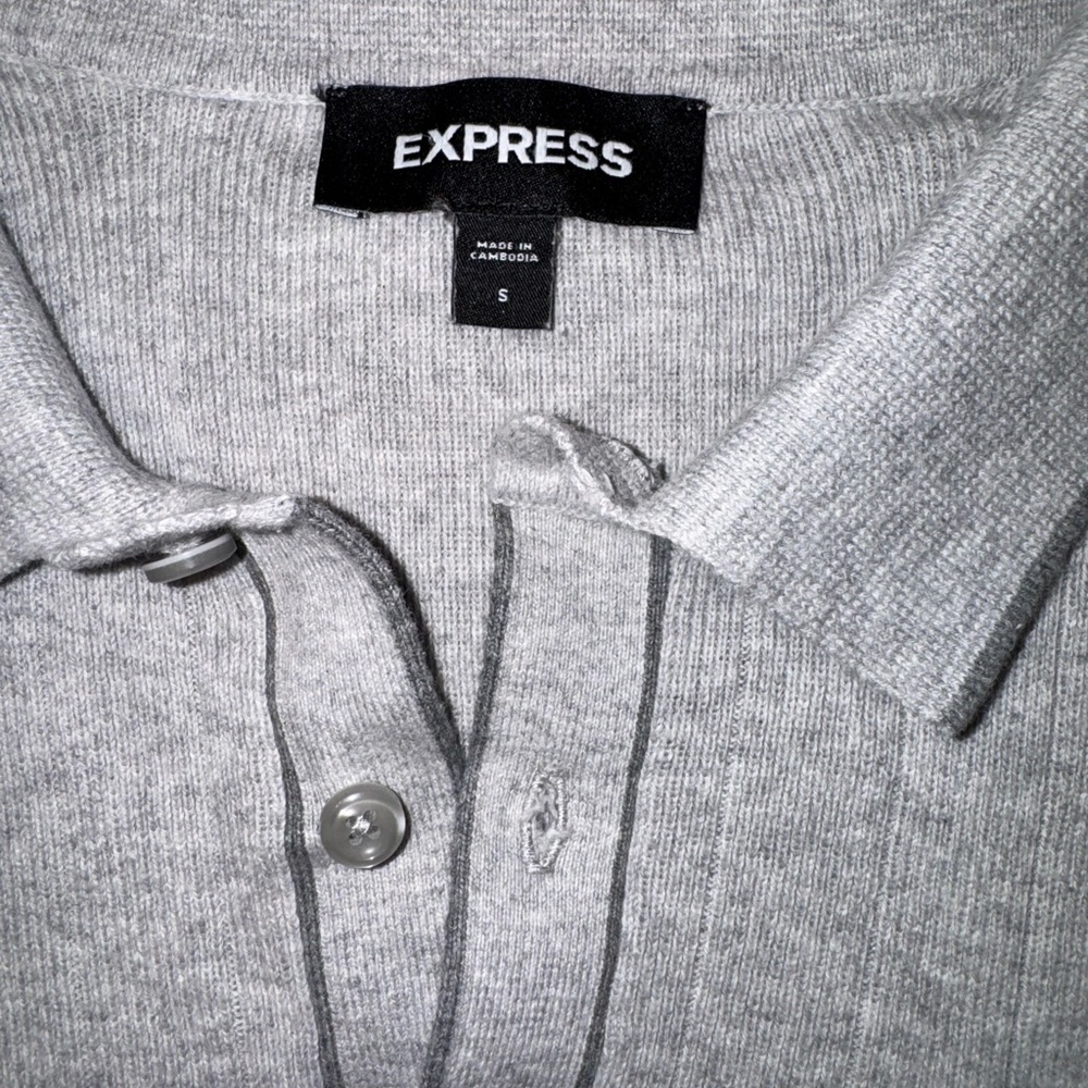 Express Men's Polo Shirt in Light Gray - Picture 6 of 6